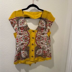 Maeve by Anthropologie Scarf printed silk blouse. Light and airy spring blouse.